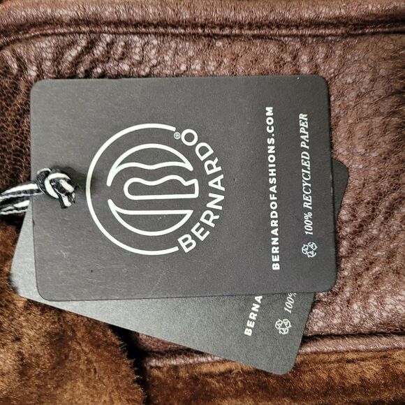 NEW BERNARDO SHEARLING FAUX LEATHER SOFT BROWN AVIATOR COAT JACKET XS SMALL NWT - Picture 7 of 16